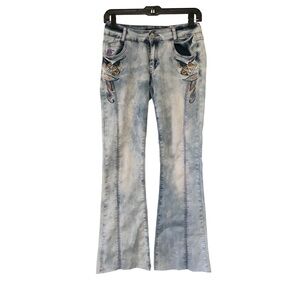 Vintage Magic Garden Acid Wash Flare Leg Jeans, Sz 5